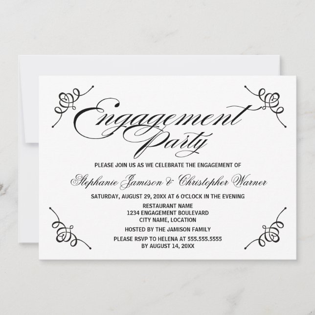 Calligraphy Elegance Engagement Party Invitation (Front)