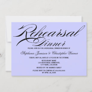 Calligraphy Elegance Lilac Rehearsal Dinner Invitation