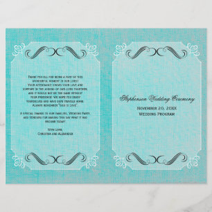 Calligraphy Elegance Vintage Linen Wedding Program