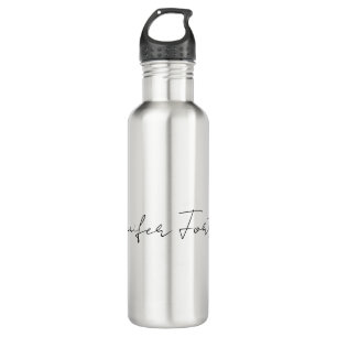 Calligraphy Elegant Black & White Plain Simple 710 Ml Water Bottle