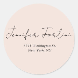 Calligraphy Elegant Black & White Plain Simple Classic Round Sticker