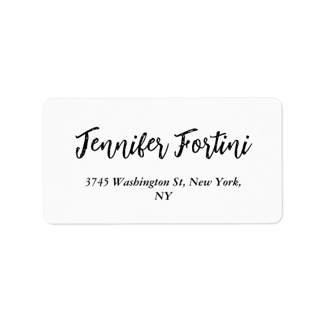Calligraphy Elegant Black & White Plain Simple Label (Front)