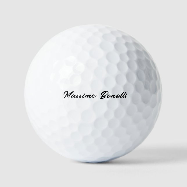 Calligraphy Elegant Black White Plain Simple Name Golf Balls (Front)