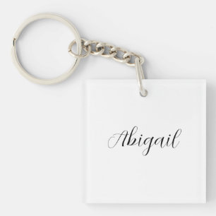 Calligraphy Elegant Black White Plain Simple Name Key Ring