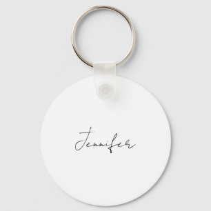 Calligraphy Elegant Black White Plain Simple Name Key Ring