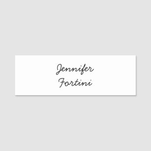 Calligraphy Elegant Black & White Plain Simple Name Tag