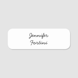 Calligraphy Elegant Black & White Plain Simple Name Tag