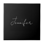 Calligraphy Elegant Black White Plain Simple Name Tile<br><div class="desc">Looking for a beautiful calligraphy with an aesthetic handwriting? This simple,  eye-catching design is for you. This product immediately impresses those who see it. The fine and tasteful design will immediately reflect the quality of your relationship and family.</div>