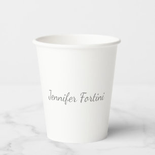 Calligraphy Elegant Black & White Plain Simple Paper Cups