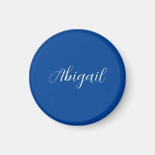 Calligraphy Elegant Blue White Plain Simple Name Magnet