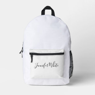 Calligraphy Elegant Bold Retro Black & White Name Printed Backpack