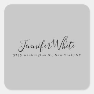 Calligraphy Elegant Bold Retro Grey Square Sticker