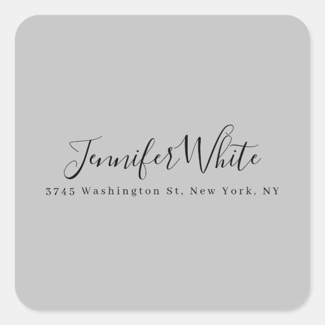 Calligraphy Elegant Bold Retro Grey Square Sticker (Front)