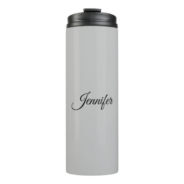 Calligraphy Elegant Bold Retro Grey Thermal Tumbler (Front)