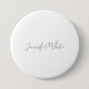 Calligraphy Elegant Bold Retro Grey White Name 7.5 Cm Round Badge