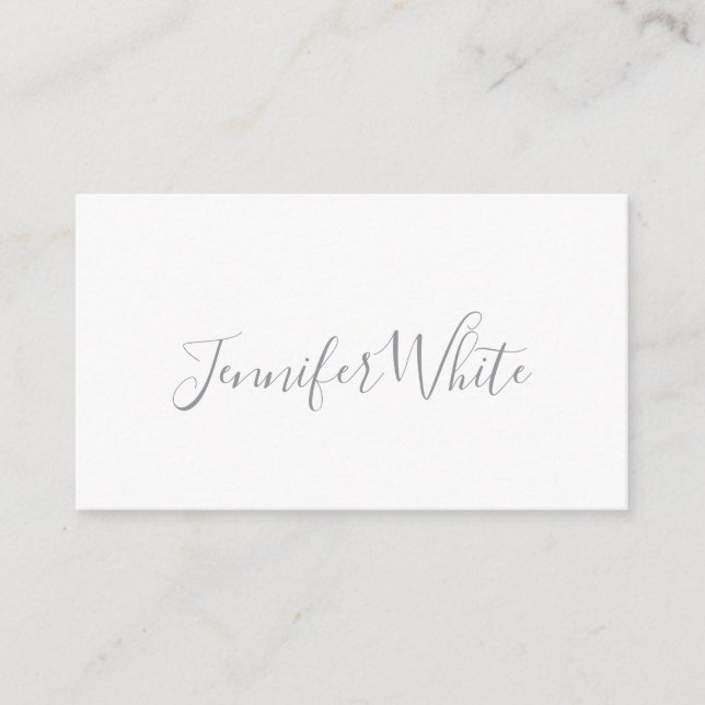 Calligraphy Elegant Bold Retro Grey White Name Enclosure Card (Front)