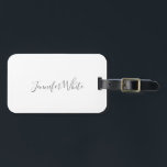 Calligraphy Elegant Bold Retro Grey White Name Luggage Tag<br><div class="desc">Represent yourself with this modern,  elegant design. This template can be customised to meet all professional occupations.</div>