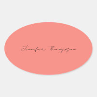 Calligraphy Elegant Coral Pink Plain Simple Name