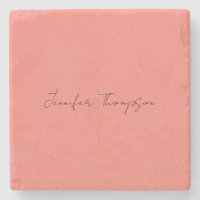 Calligraphy Elegant Coral Pink Plain Simple Name