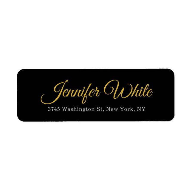 Calligraphy Elegant Gold & Black Bold Retro Name (Front)