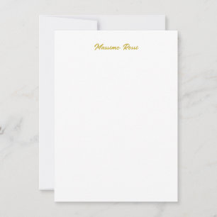 Calligraphy Elegant Gold White Plain Simple Name Card