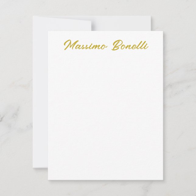 Calligraphy Elegant Gold White Plain Simple Name Card (Front)