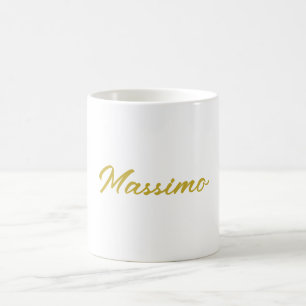Calligraphy Elegant Gold White Plain Simple Name Coffee Mug