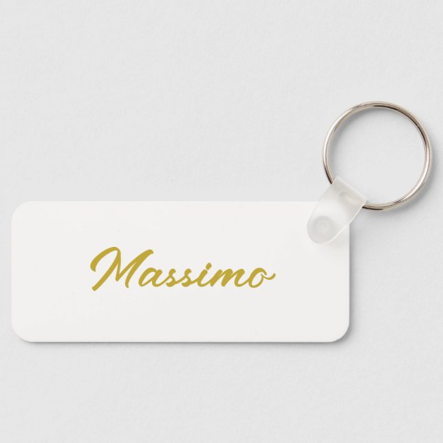 Calligraphy Elegant Gold White Plain Simple Name Key Ring (Front)