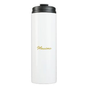 Calligraphy Elegant Gold White Plain Simple Name Thermal Tumbler