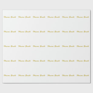 Calligraphy Elegant Gold White Plain Simple Name Wrapping Paper