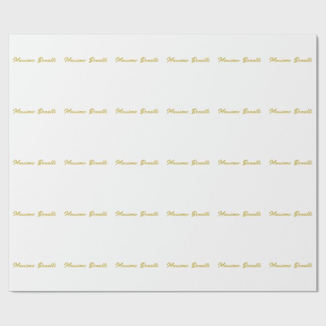 Calligraphy Elegant Gold White Plain Simple Name Wrapping Paper (Flat)