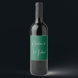 Calligraphy Elegant Green Plain Simple Names Wine Label<br><div class="desc">Looking for a beautiful calligraphy with an aesthetic handwriting? This simple,  eye-catching design is for you. This product immediately impresses those who see it. The fine and tasteful design will immediately reflect the quality of your relationship and family.</div>