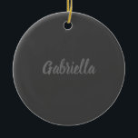 Calligraphy Elegant Grey Plain Simple Name Ceramic Tree Decoration<br><div class="desc">Looking for a beautiful calligraphy with an aesthetic handwriting? This simple,  eye-catching design is for you. This product immediately impresses those who see it. The fine and tasteful design will immediately reflect the quality of your relationship and family.</div>
