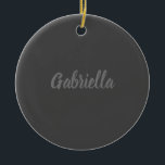 Calligraphy Elegant Grey Plain Simple Name Ceramic Tree Decoration<br><div class="desc">Looking for a beautiful calligraphy with an aesthetic handwriting? This simple,  eye-catching design is for you. This product immediately impresses those who see it. The fine and tasteful design will immediately reflect the quality of your relationship and family.</div>