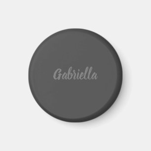 Calligraphy Elegant Grey Plain Simple Name Magnet