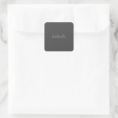 Calligraphy Elegant Grey Plain Simple Name Square Sticker (Bag)