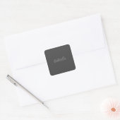 Calligraphy Elegant Grey Plain Simple Name Square Sticker (Envelope)