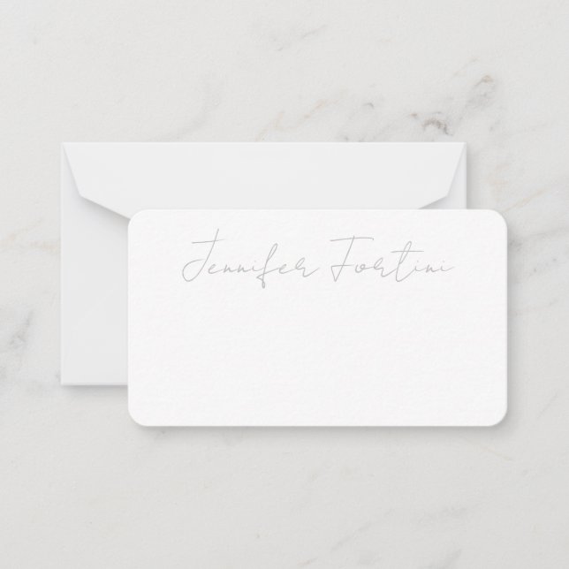 Calligraphy Elegant Grey & White Plain Simple Card (Front)