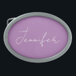 Calligraphy Elegant Lavender Plain Simple Name Belt Buckle<br><div class="desc">This product was very good and I love how easy it is for customise design. The design was very simple so I'm very pleased when I create.</div>
