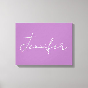 Calligraphy Elegant Lavender Plain Simple Name Canvas Print