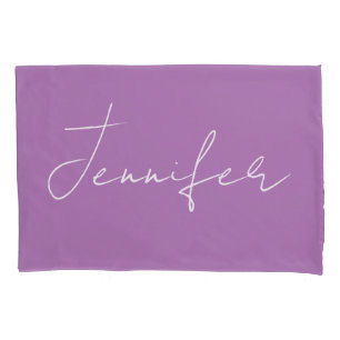 Calligraphy Elegant Lavender Plain Simple Name Pillowcase
