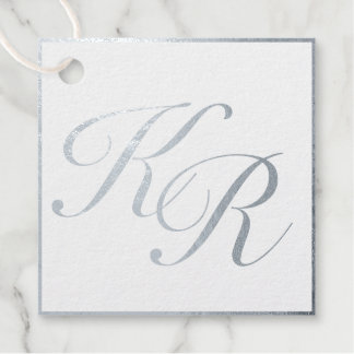 Calligraphy Elegant Luxury silver Foil Wedding Favour Tags