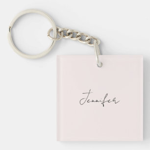 Calligraphy Elegant Pastel Colour Plain Simple Nam Key Ring