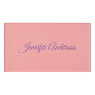 Calligraphy Elegant Pastel Red Personalised Name Name Tag