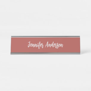 Calligraphy Elegant Personalised Brick Red Desk Name Plate