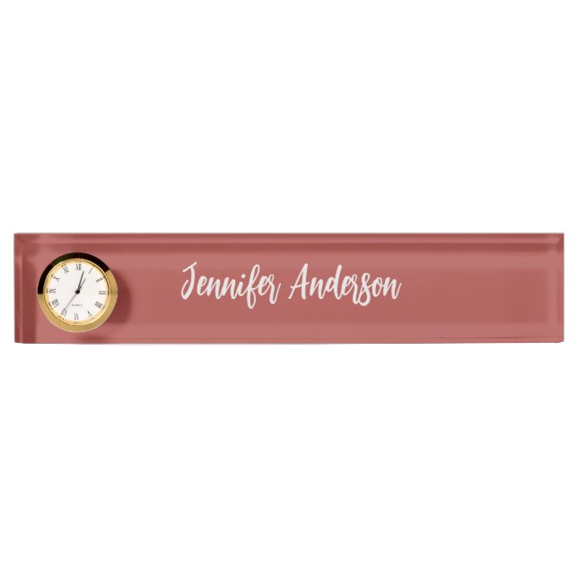 Calligraphy Elegant Personalised Brick Red Nameplate (Front)
