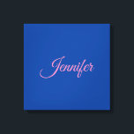 Calligraphy Elegant Pink Blue Custom Name Canvas Print<br><div class="desc">This product was very good and I love how easy it is for customise design. The design was very simple so I'm very pleased when I create.</div>