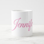 Calligraphy Elegant Pink White Custom Name Large Coffee Mug<br><div class="desc">Looking for a beautiful calligraphy with an aesthetic handwriting? This simple,  eye-catching design is for you. The fine and tasteful design will immediately reflect the quality of your relationship and family.</div>