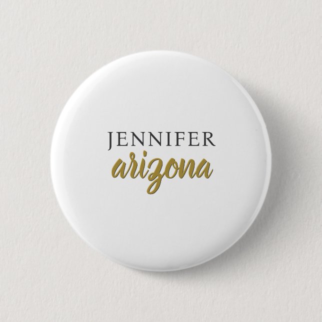 Calligraphy Elegant Plain Add Own Name 6 Cm Round Badge (Front)
