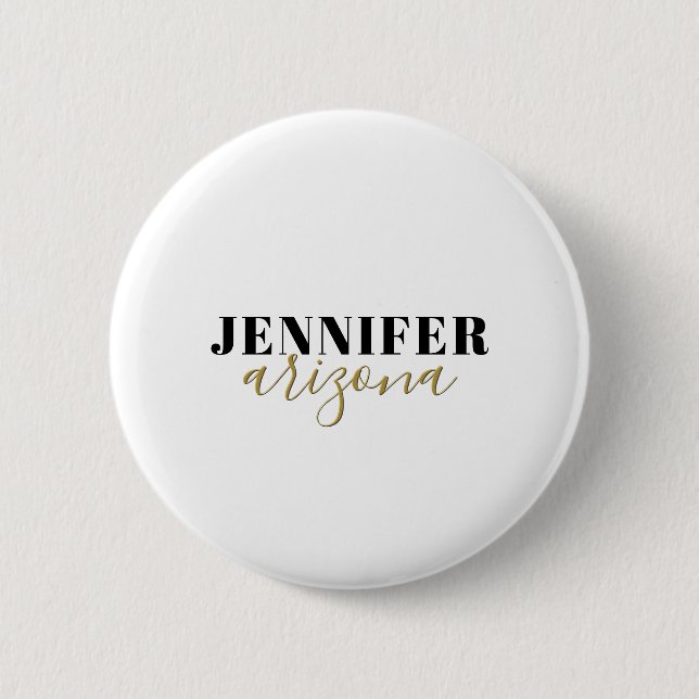 Calligraphy Elegant Plain Add Own Name 6 Cm Round Badge (Front)